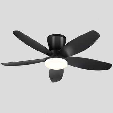 Indoor/Outdoor Recessed Black Ceiling Fan Light