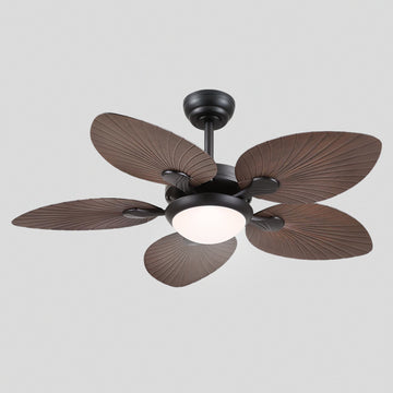 Retro Banana Leaf Shaped Blade Ceiling Fan Lamp 44"