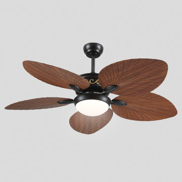 Retro Banana Leaf Shaped Blade Ceiling Fan Lamp 52"