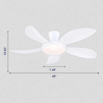 Modern LED Ceiling Fans Low Profile Ceiling Fans with Lights 6 Speeds 48"