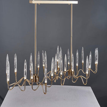 8141L Brass Glass Chandelier