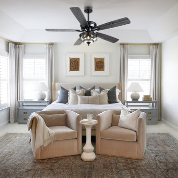 Ceiling Fans with Light and Remote Waterproof Wet Rated Ceiling Fan, 6 Speeds Modern Black Fan Lights 52"