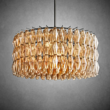 Sierra Glass Tiered Round Chandelier D 37"