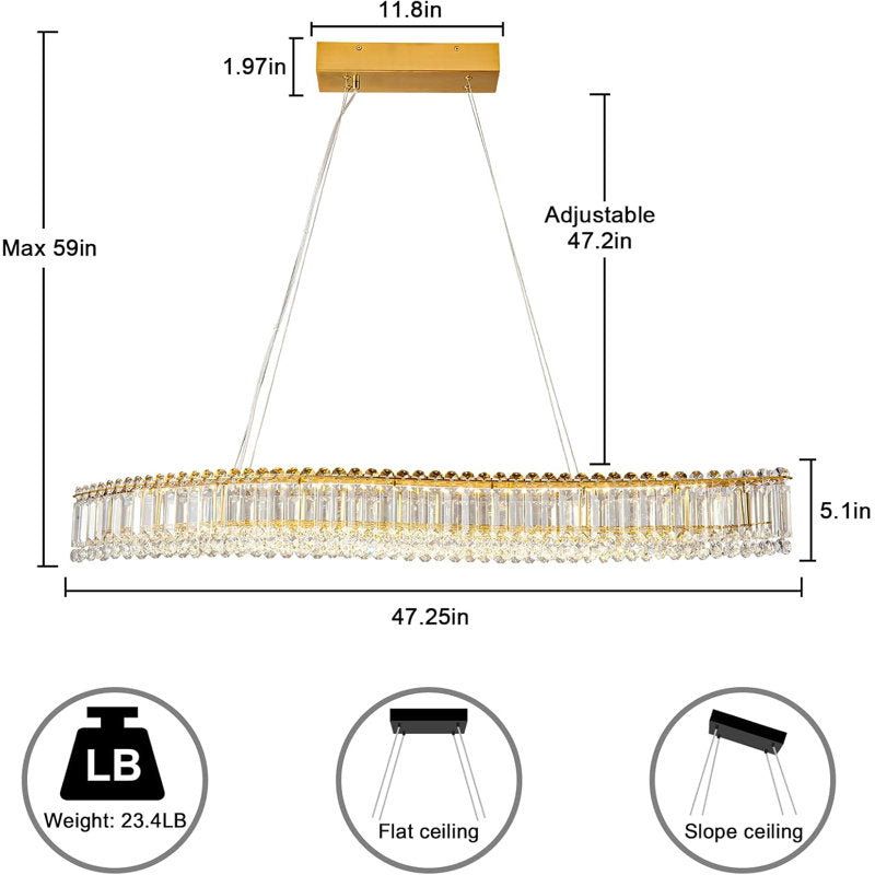 Lohan 31.5" Modern Luxury Geometric LED Crystal Kitchen Island Chandelier