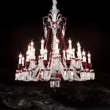 Red Crystal Classic Chandelier 24 Lights, Olivia Lamps baccarat crystal chandelier