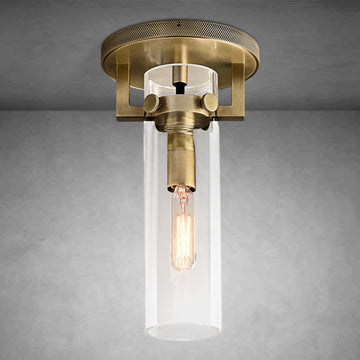 Machine Glass Cylindrical Flushmount Pendant Light