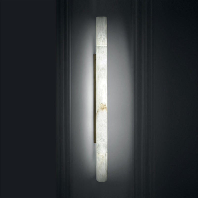 Garron Modern Alabaster Linear Wall Sconce Wall Light Fixtures J-CHANDELIER Brass 3'' W x 22'' H