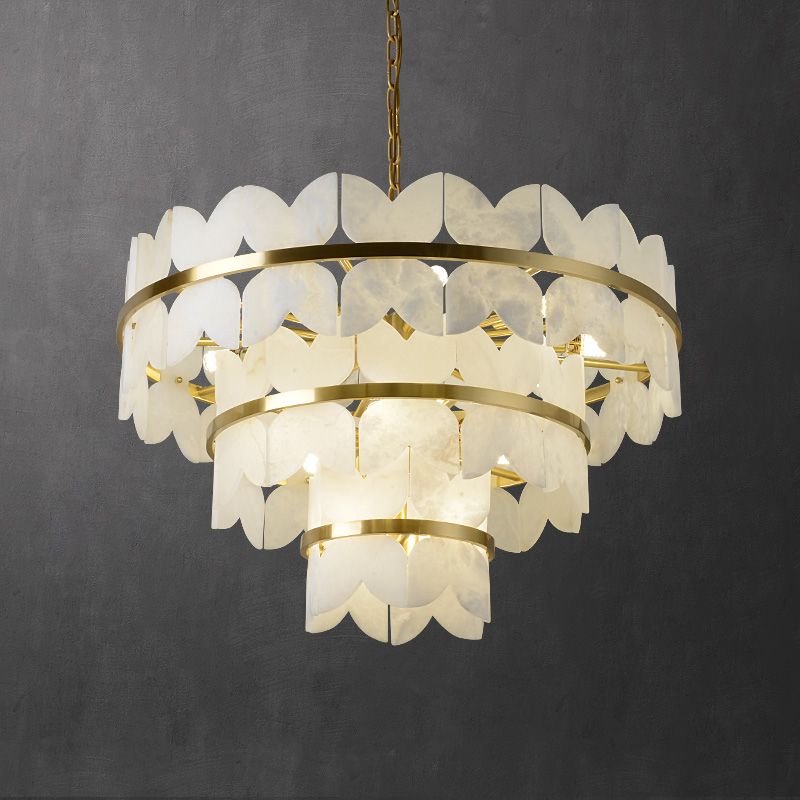 Alabaster Multi-Layer Butterfly Round Chandelier