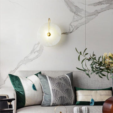 Fanci Alabaster Round Bedroom Bedside Wall Sconce