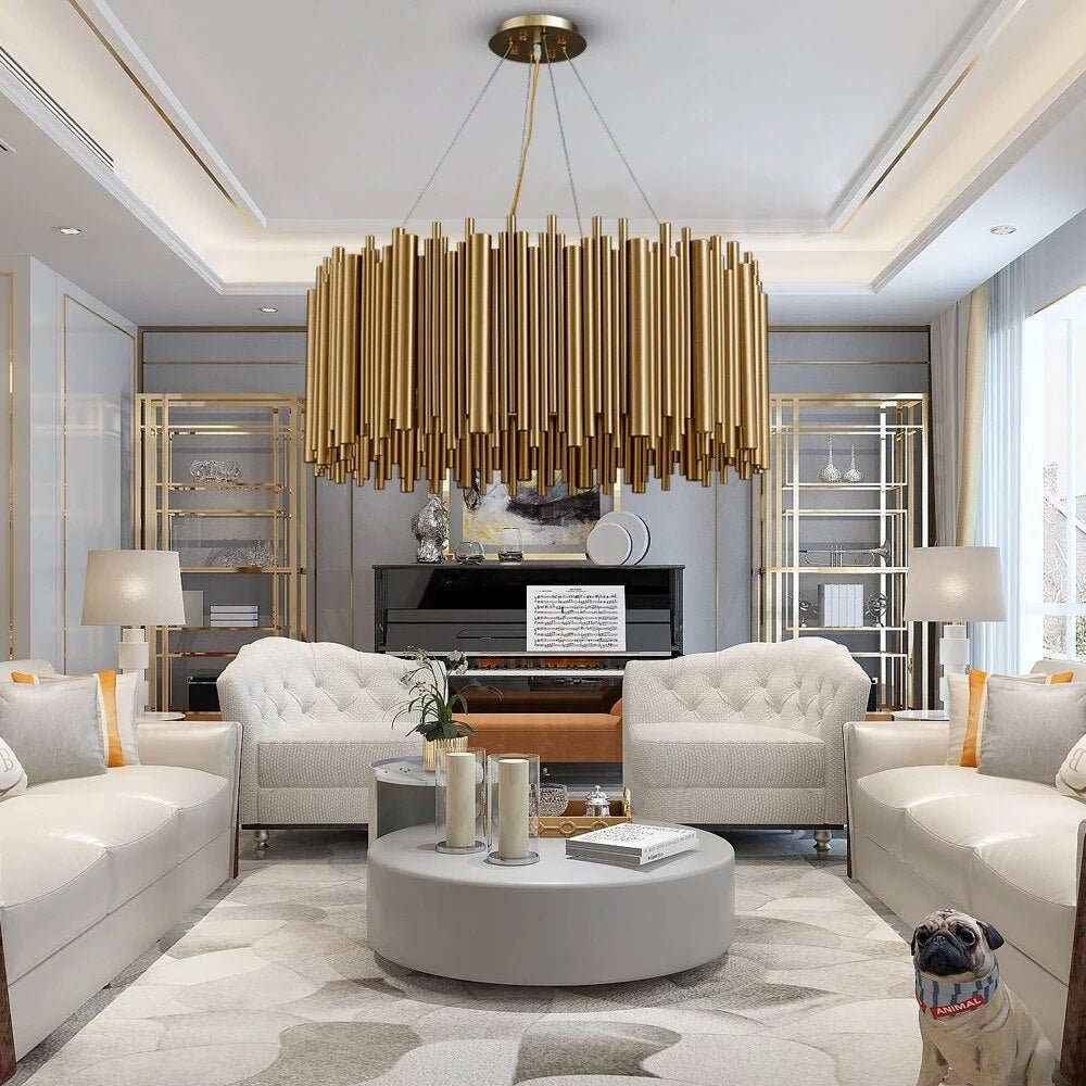 fancilighting Luxury Drum Gold Stainless Steel Chandelier for living room, dining room image | luxury lighting | luxury decor