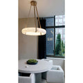 Oslo L1P Pendant Alabaster Chandelier, Halo Ring Chandelier With canopy Over Dining Table Chandelier Kevin Studio Inc