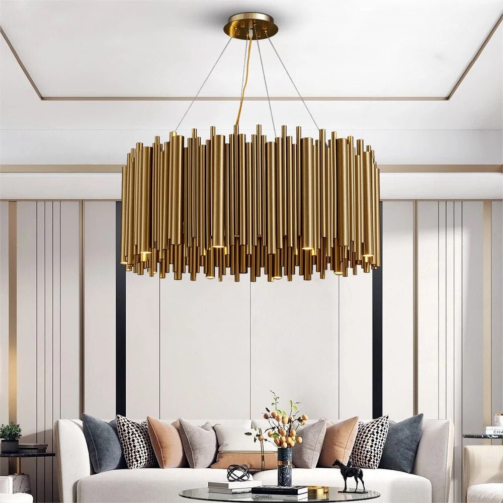 fancilighting Luxury Drum Gold Stainless Steel Chandelier for living room, dining room image | luxury lighting | luxury decor