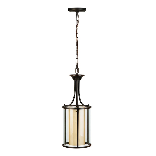 9" Oil-Rubbed Bronze Mediterranean Single Tinted Glass Pendant Light