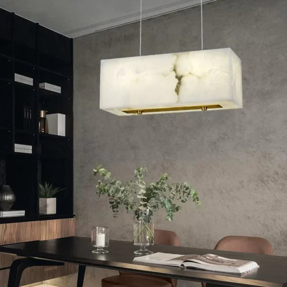 Katty Marble Rectangle Chandelier, Modern Kitchen Lighting Pendant Lamp