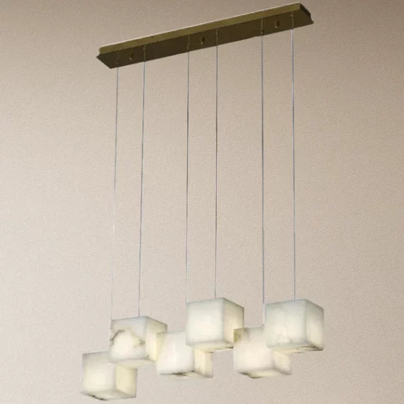 Anna Linear Alabaster Chandelier for Bedroom, Dining Room, Living Room