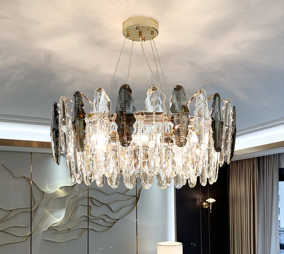 fancilighting Round Gold Crystal Shine Chandelier For Living Room, Kitchen