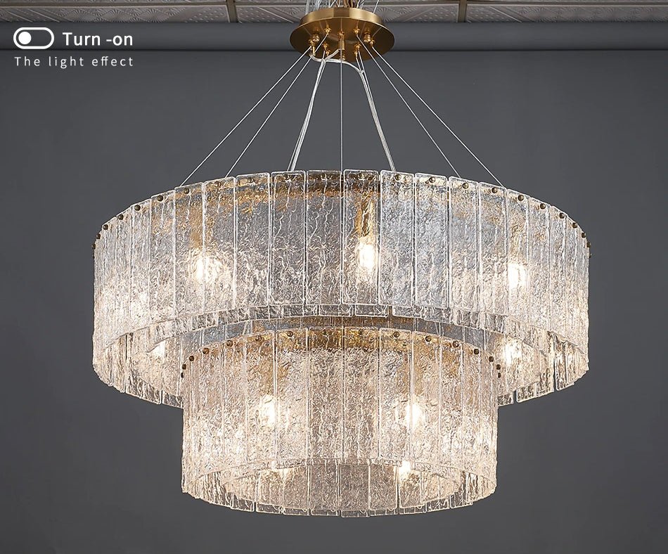 fancilighting Double frosted glass suspension luminaire modern Round chandelier