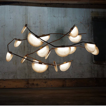 Fanci Selena Alabaster Chandelier, Luxury Modern Chandelier for Living Room