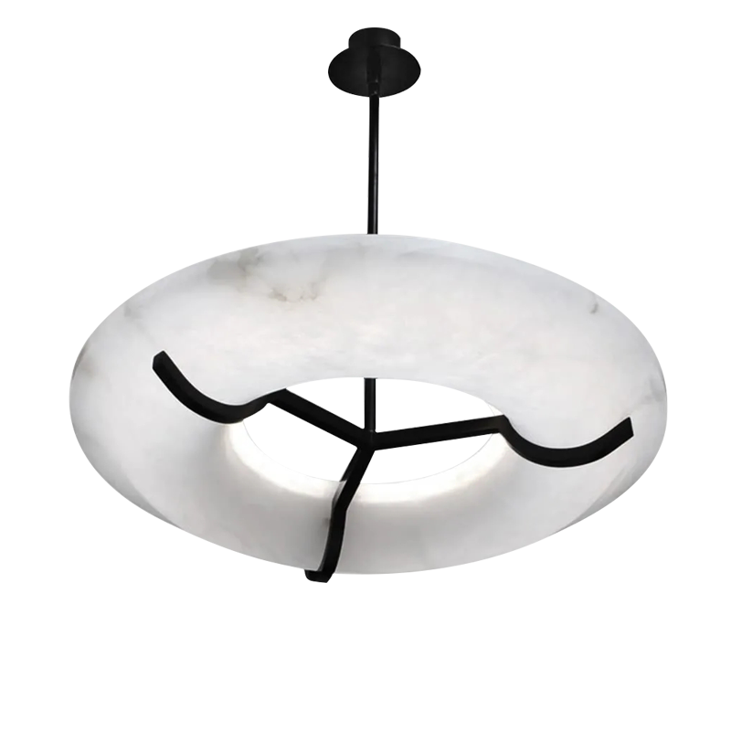 Fanci Isla Round Alabaster Dining Room Chandelier, Modern Lamp