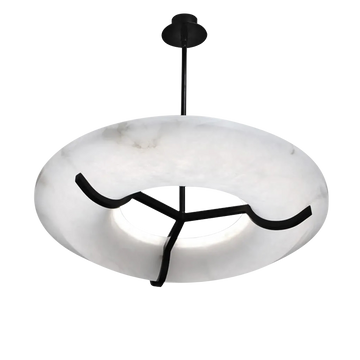 Fanci Isla Round Alabaster Dining Room Chandelier, Modern Lamp