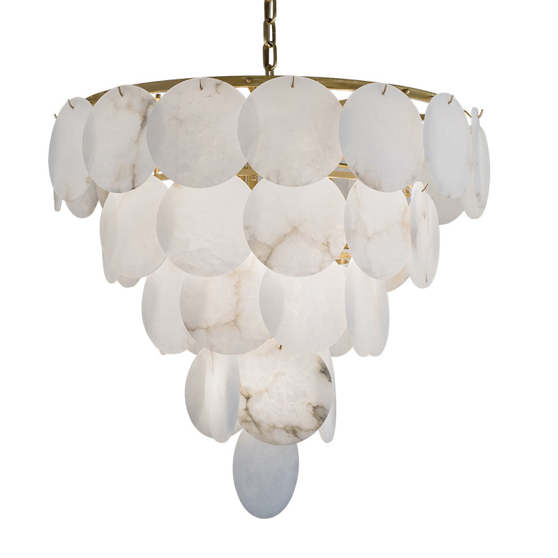 Fanci Aurora Round Chandelier Alabaster for Living Room Dining Table