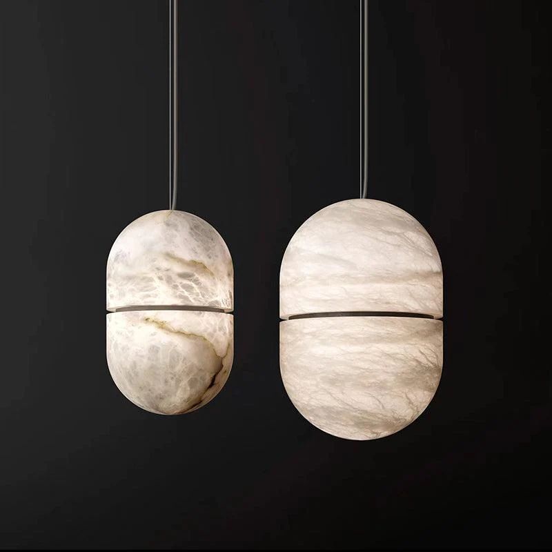 Fanci Jett Alabaster Oval Pendant Light, Living Room Pendant Lamp