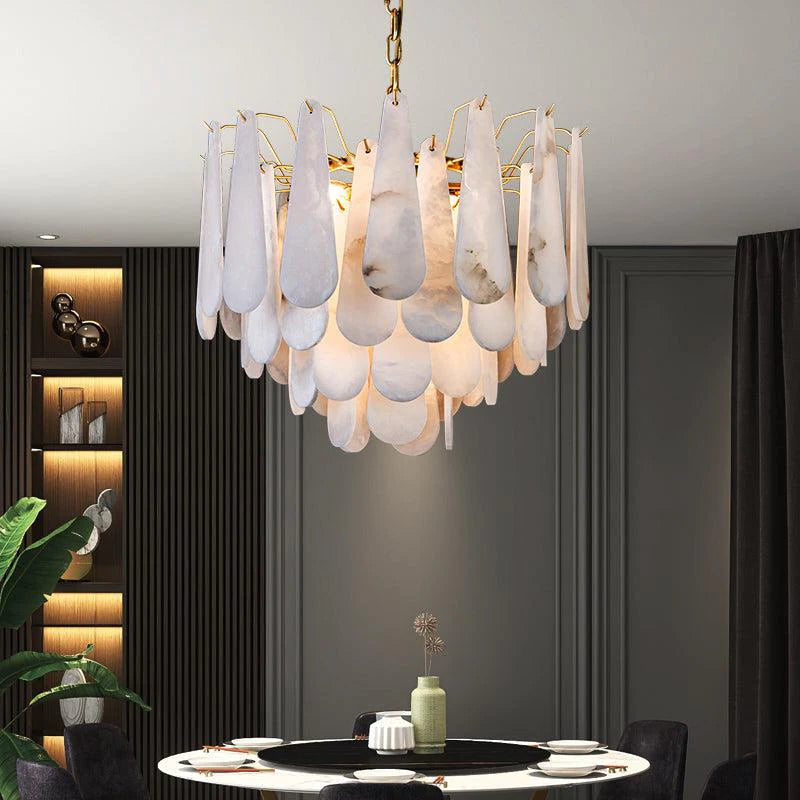 Suellen Alabaster Foyer Chandelier Lighting, Luxury Modern Lighting