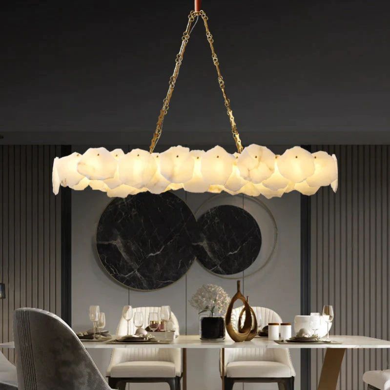 Fanci Alabaster OvalI Chandelier, Dining Room Chandelier