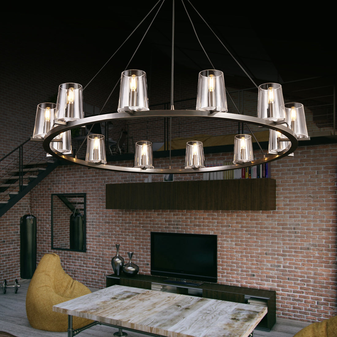 Ronald Modern Round Glass Dining Room Chandelier Fixtures