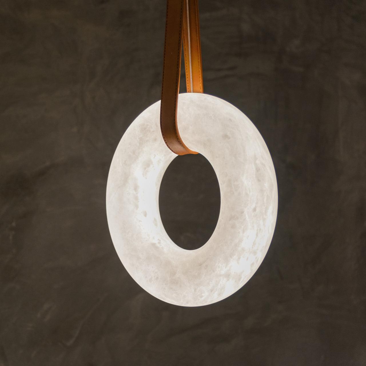 Oslo Pendant Alabaster Chandelier, Halo Ring Chandelier