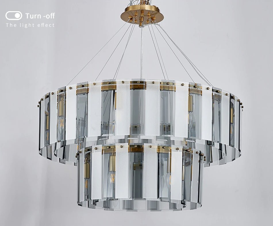 fancilighting Double frosted glass suspension luminaire modern Round chandelier