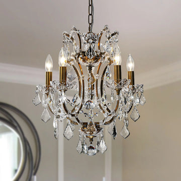 Evan IRON & CRYSTAL ROUND CHANDELIER 18"