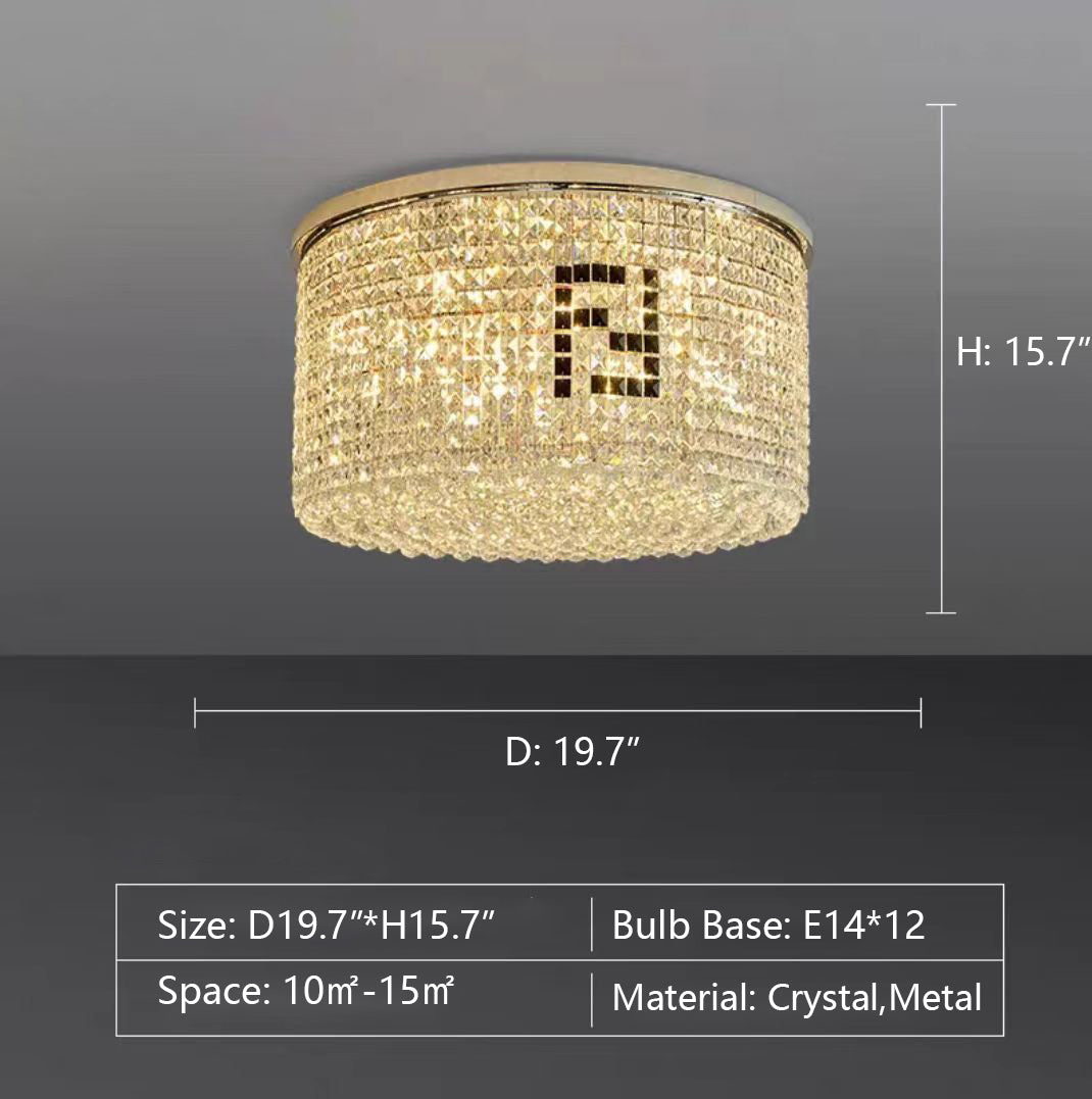 D19.7"*H15.7" chandeleir,chandeleirs,crystal,flush mount,ceiling,round,living room,dining room,bedroom,study,foyer,hallway