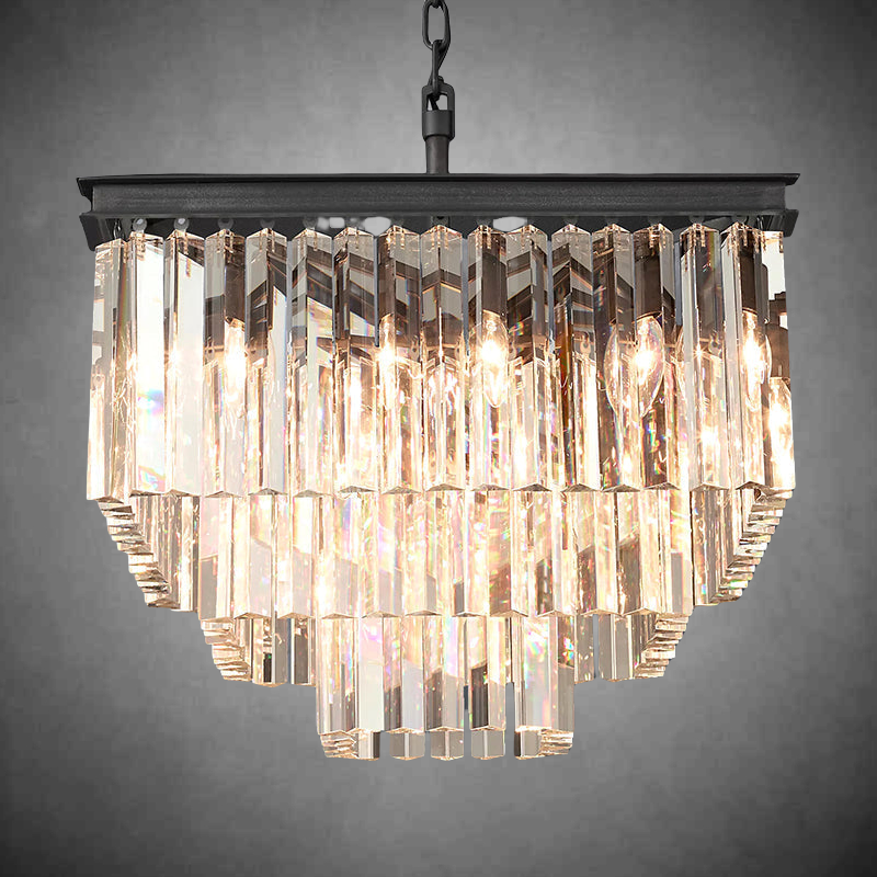 1920s Odoen Art Deco Square Chandelier 22"