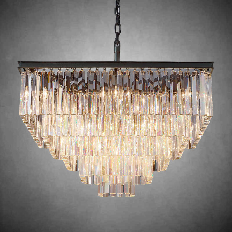 1920s Odoen Art Deco Square Chandelier 34"
