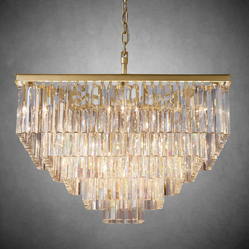 1920s Odoen Art Deco Square Chandelier 34"