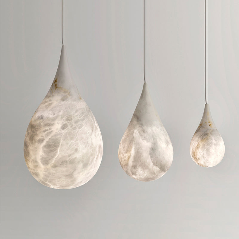 Fanci Cleo Teardrop Alabaster Pendant, Kitchen Island Pendant Lamp Fixture