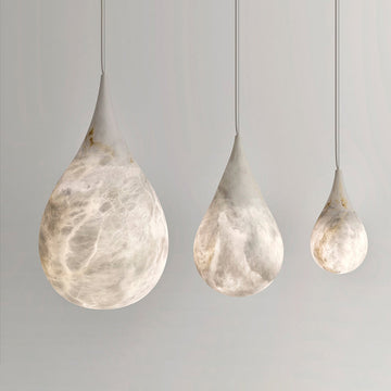 Fanci Cleo Teardrop Alabaster Pendant, Kitchen Island Pendant Lamp Fixture