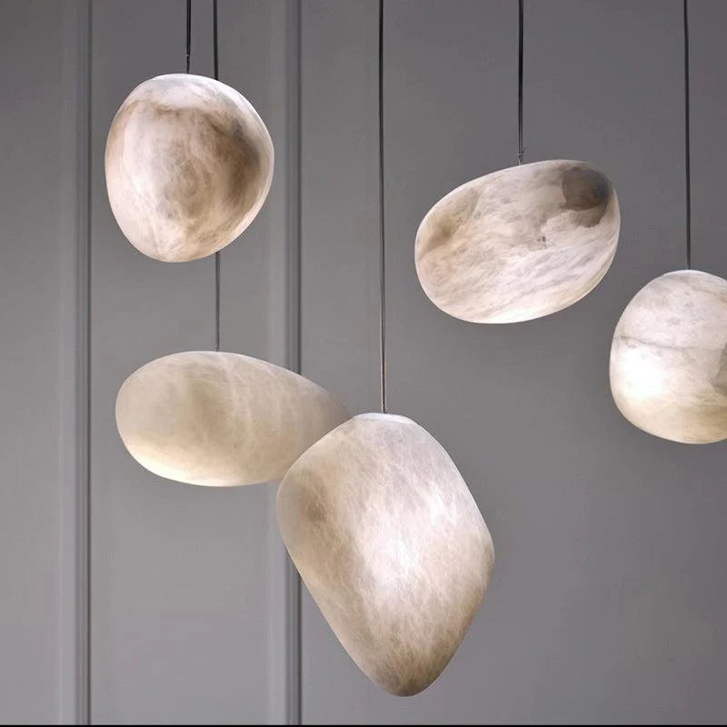 Shine Alabaster Natural Stone Pendant, Creative Pendant Light