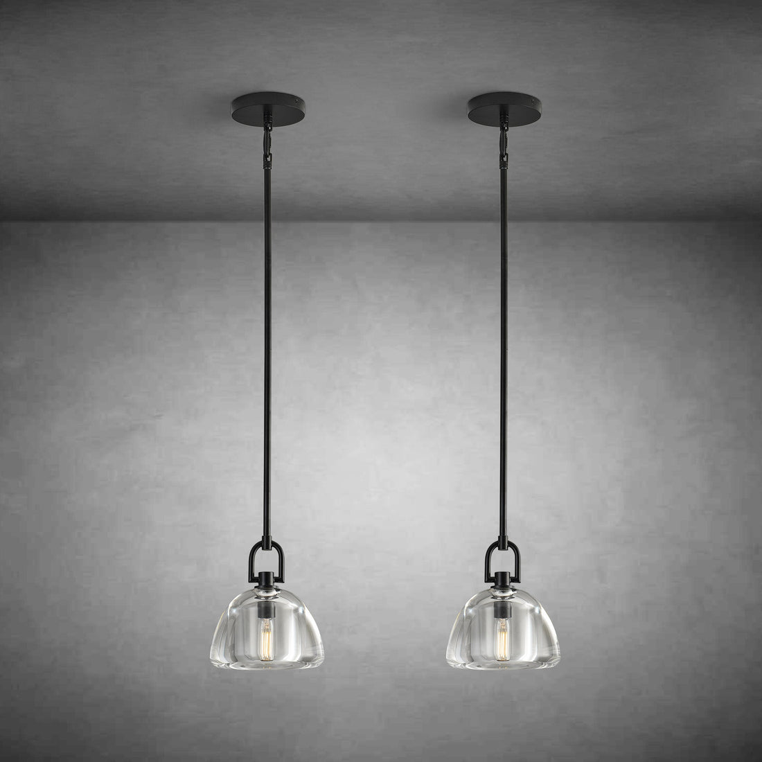 7" Glass Modern Black Pendant Lights(2PCS)