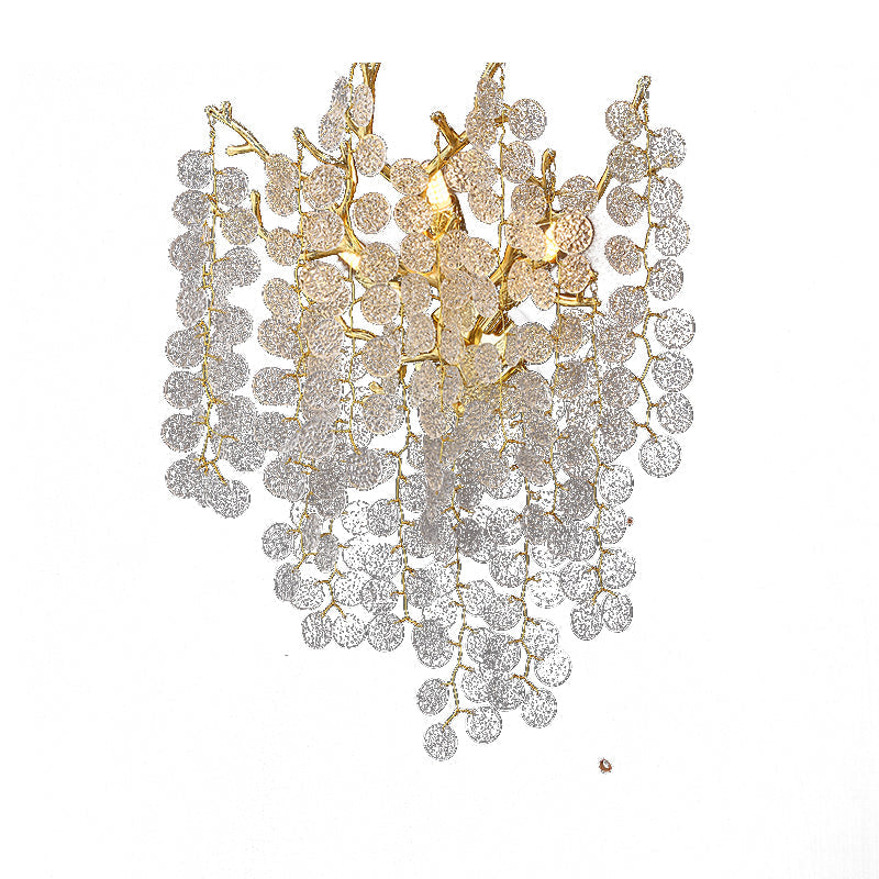 Elspeth Modern Round Gold Clear Crystal  Wall Sconce For Bedroom Wall Light Fixtures J-CHANDELIER