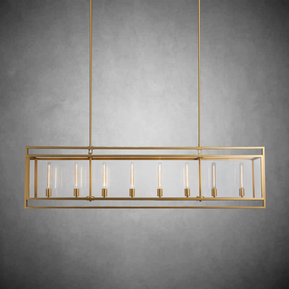 Backman Glass Lantern  Rectangular Chandelier 54"72''