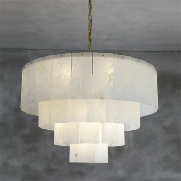 Mancy Classic Alabaster Multi-Layer Round chandelier 31"