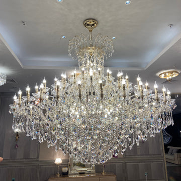 Extra Large Elegant Crystal Chandelier in Branch Style with Candle Layers for Stairs Living Room and Foyer