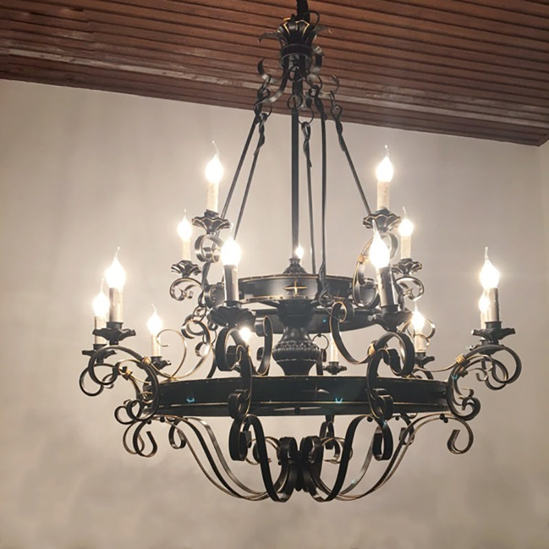 chandelier,chandliers,iron,black iron,art,extra large.oversize,huge,big,loft,foyer,villa,duplex hall,candle,living room,cafe