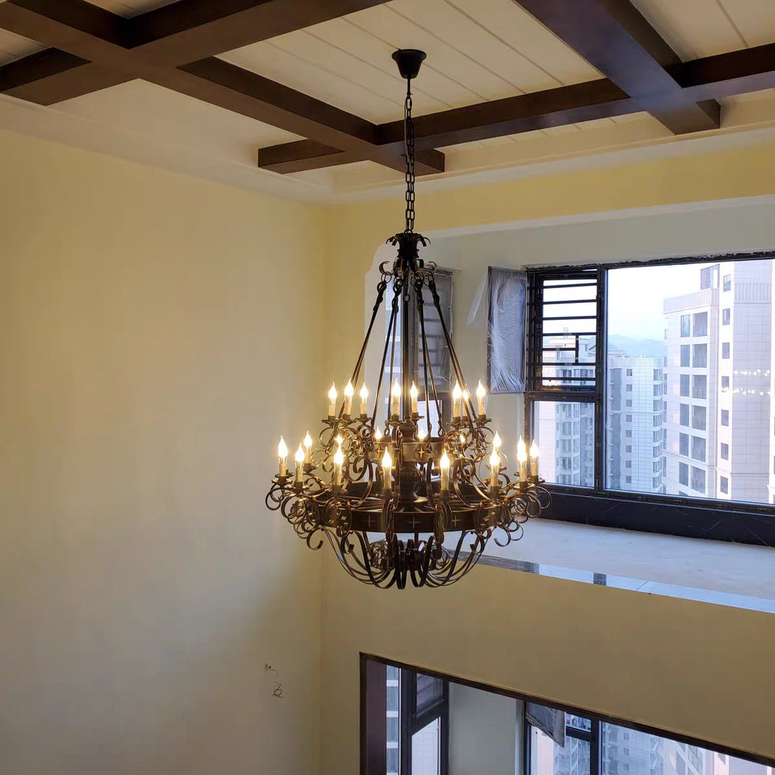 chandelier,chandliers,iron,black iron,art,extra large.oversize,huge,big,loft,foyer,villa,duplex hall,candle,living room,cafe