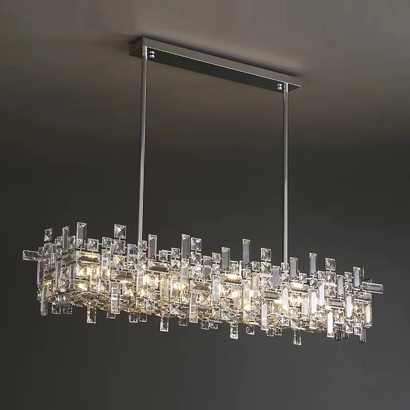 chandelier,chandeliers,extra large,large,art,irregular,crystal,suit,living room,dining room,pendant,block,long table,big table,kitchen island,bar