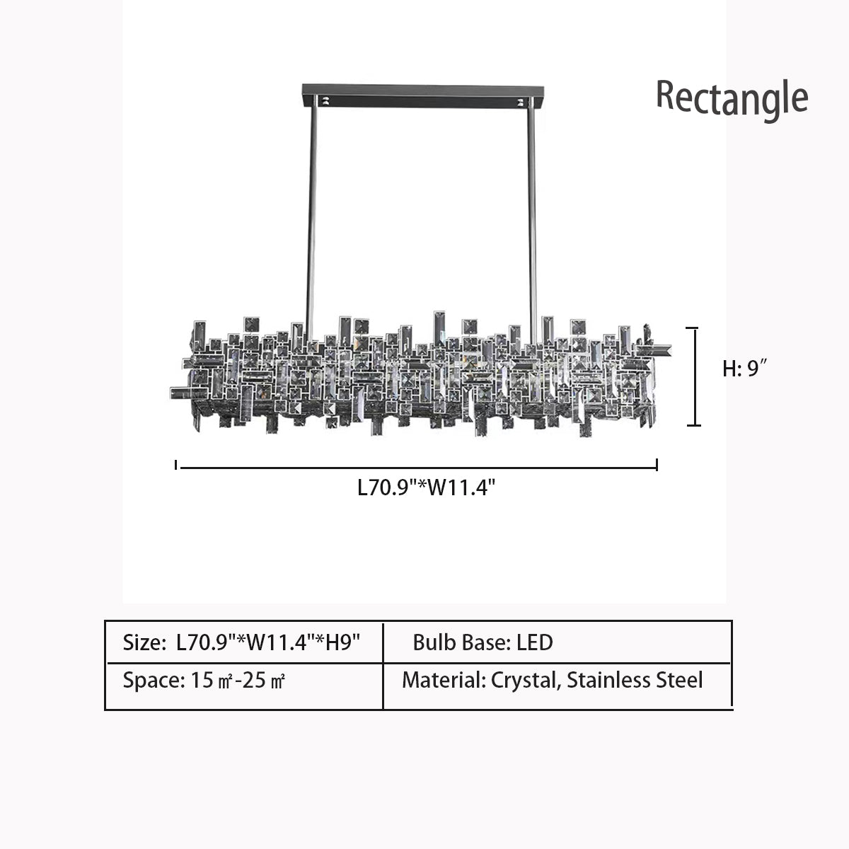 L70.9"*W11.4"*H9.0" chandelier,chandeliers,extra large,large,art,irregular,crystal,suit,living room,dining room,pendant,block,long table,big table,kitchen island,bar