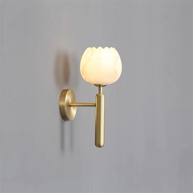 Antonia Modern Alabaster Globe Wall Sconce For Bedroom Wall Light Fixtures J-CHANDELIER Brass