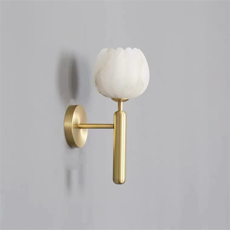 Antonia Modern Alabaster Globe Wall Sconce For Bedroom Wall Light Fixtures J-CHANDELIER Brass